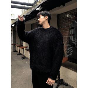 1506/MY021/P55白色水貂绒软糯毛衣男士秋冬季外穿宽松针织衫2图片