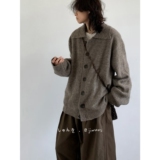 1506/M31881/P54复古翻领短款针织毛衣女小众软糯圈圈纱开衫1，男装针织衫/毛衣，星座1506-1