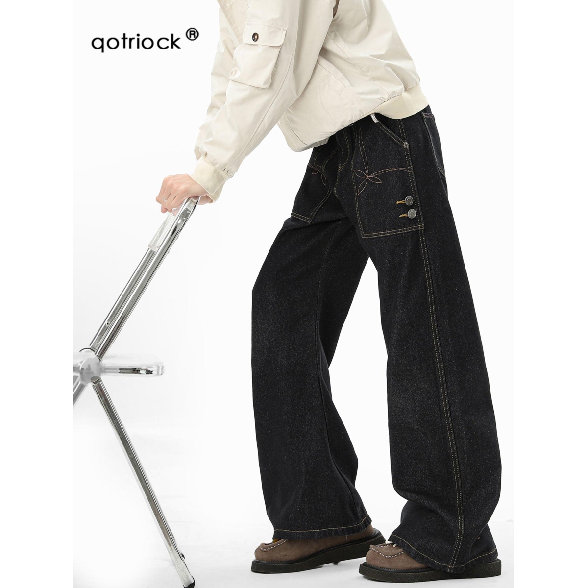 1506/QS60620/P49美式明线男女秋季潮牌宽松休闲裤百搭原色长裤1，男装休闲裤，星座1506-1