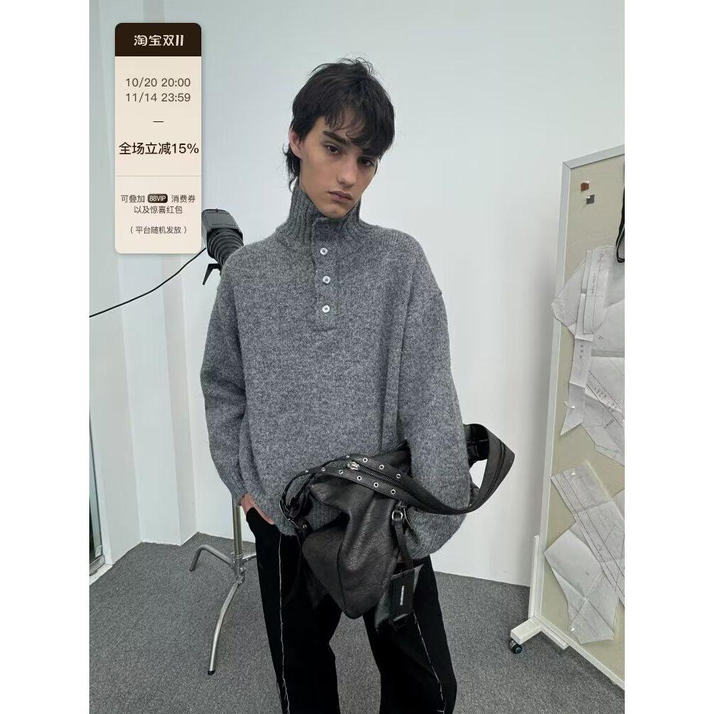 1506/MM51521/P56秋冬针织毛衣基础款内搭情侣亨利领宽松上衣1，男装针织衫/毛衣，星座1506-1