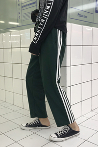 中性直筒蓝冬运动裤阔腿裤情侣休闲裤九分裤607/P35 加绒40图片