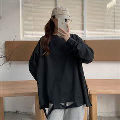 Korean version of loose and versatile, wearing bottoming top outside the hole