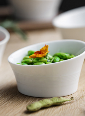 外贸陶瓷餐具出口美国孤品白色异形米饭碗餐厅酒店天甜品碗定制