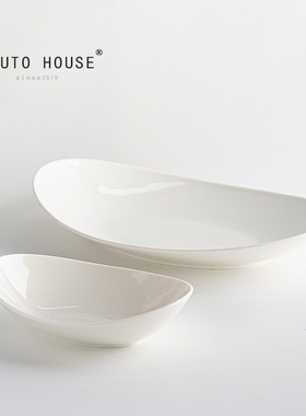 16寸外贸陶瓷异形盘子酒店超大蒸鱼盘海鲜大咖盘商用创意舟型定制