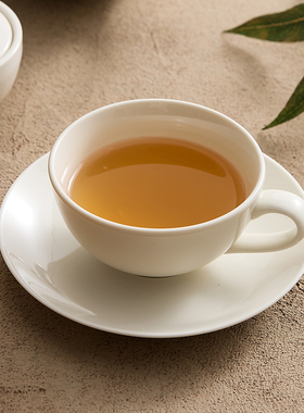 简约白色咖啡杯碟家用下午茶杯拿铁杯标准拉花杯热美式摩卡杯碟