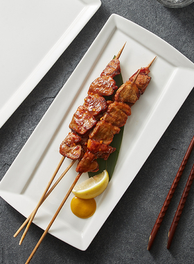 德化白瓷创意酒店餐具白色长方形寿司盘新骨瓷意境菜摆盘餐具定制