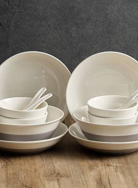 【外贸出口新加坡LZ】德化白瓷餐具中式釉下彩高级感碗盘汤碗家用