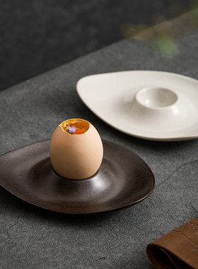 复古窑变鸡蛋托创意鸡蛋架三角形小碟鸡蛋坐酒店餐厅创意菜餐具