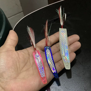 进口船钓6cm 9cm 拖钓弓角海钓马鲛烟仔金枪大青针羽毛鱼钩水老鼠