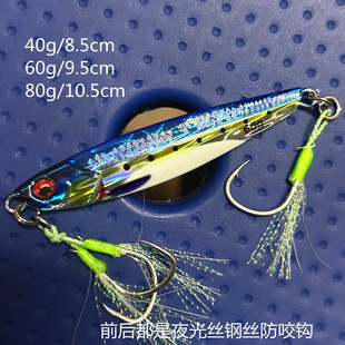 40g 80g海钓马鲛马友石斑鱼海狼UV夜光3d残鳞飘落铁板路亚饵 60g