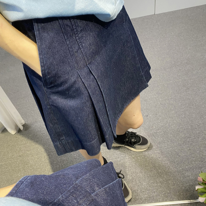 2023新款女装大码胖妹妹mm夏装半身裙女短裙百褶裙高腰牛仔裙裤女