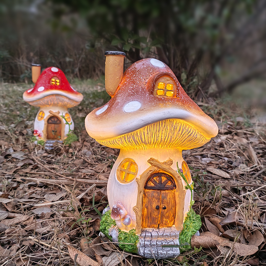 太阳能彩色蘑菇屋摆件