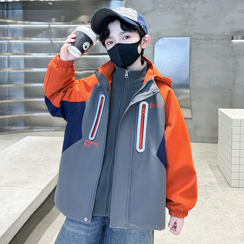 儿童装男童冲锋衣三合一可拆卸