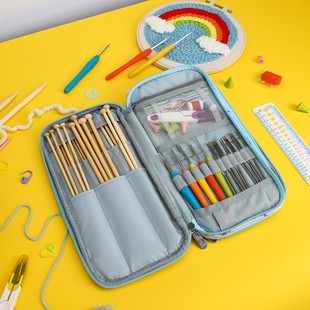 钩针棒针长款收纳包手工编织工具收纳袋环形针毛衣针整理袋整理包