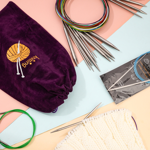 朗恩钢丝绳不锈钢毛衣针环形棒针织毛衣针循环针DIY编织工具120cm