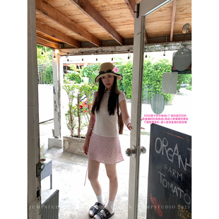 草莓跳 粉色浪漫碎花半身裙女夏季小清新减龄a字裙高腰显瘦裙子