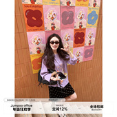 圆领T恤女春季 草莓跳 青春减龄小猫印花长袖 慵懒宽松显瘦百搭上衣