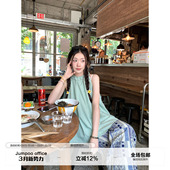 度假风宽松显瘦百搭无袖 草莓跳 女夏季 花边挂脖吊带衬衫 上衣 法式