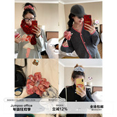 草莓跳 ins风日韩风扎头发皮筋丸子头发饰大肠发圈气质头花头饰