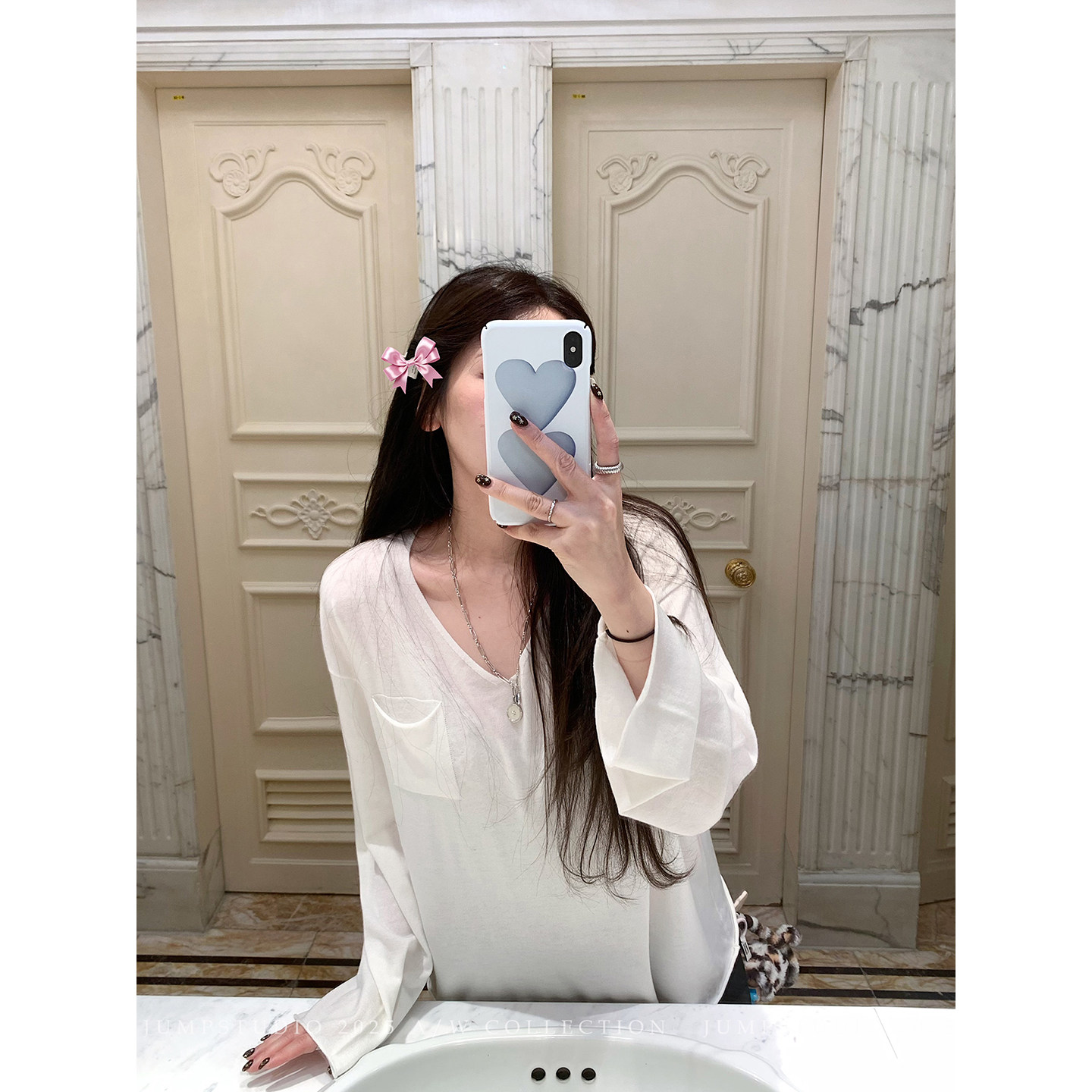 草莓跳 羊毛口袋v领长袖打底针织衫女秋季慵懒风宽松显瘦百搭上衣,女装/女士精品,毛针织衫,淘宝优惠券,粉丝福利购,淘宝优惠卷