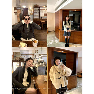 显瘦针织衫 草莓跳 修身 女冬季 半裙两件套 灰色100%羊毛针织小套装