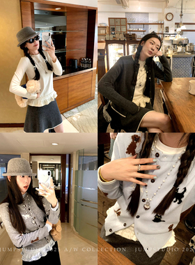 草莓跳 韩系花边打底长袖T恤女冬季设计感收腰显瘦百搭叠穿上衣