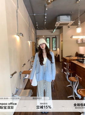 草莓跳 韩系慵懒抽绳条纹针织休闲裤女秋季显瘦垂感拖地宽松裤子
