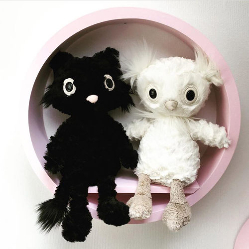 英国绝版jellycat猫头鹰公仔 Dapperdots 扁扁黑猫毛绒安抚玩偶
