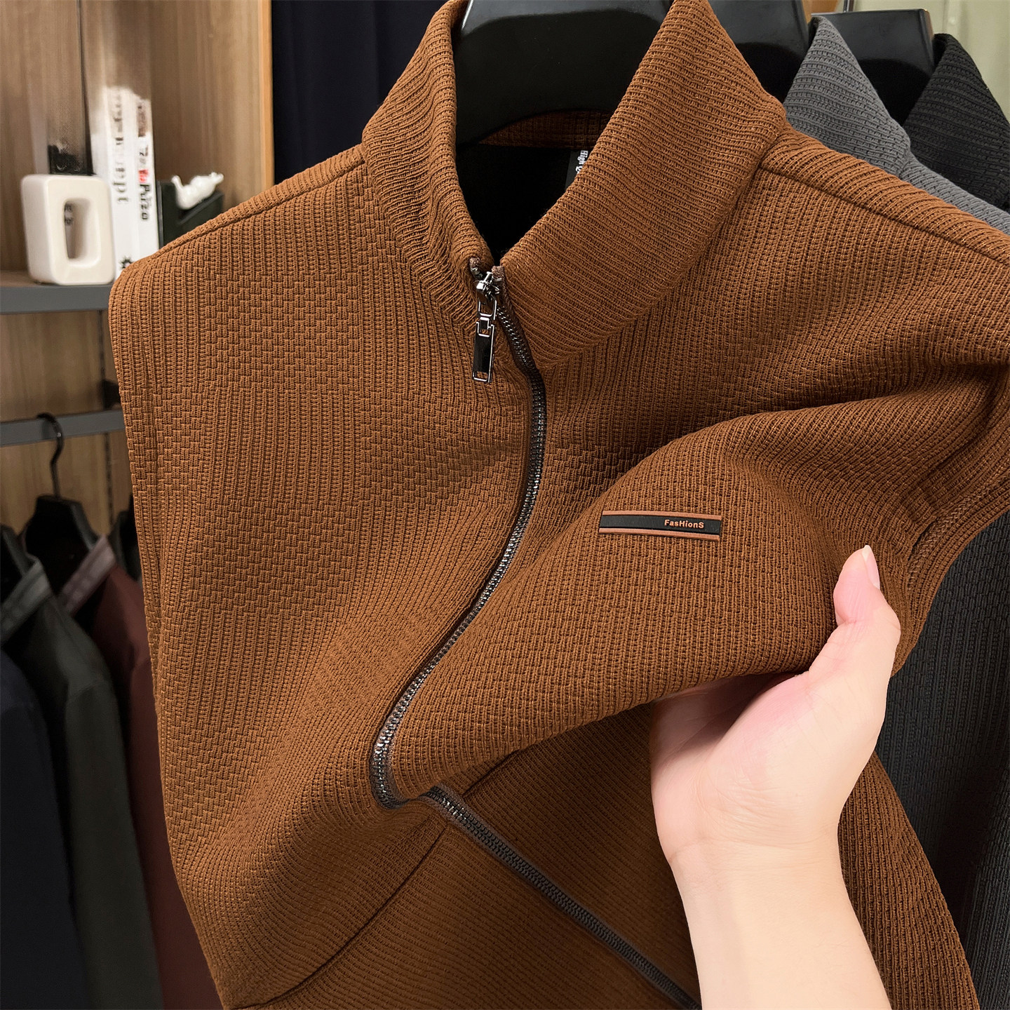 高端立领男士马甲加绒加厚拉链开衫秋冬季2025新款中年上衣外穿,男装,常规马甲,淘宝优惠券,粉丝福利购,淘宝优惠卷