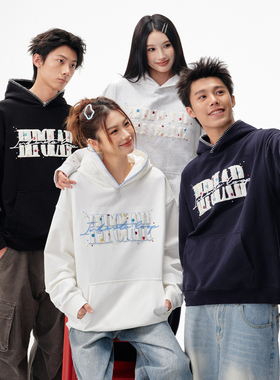 BIPOLAR彩色波点连帽卫衣美式潮牌重磅帽衫套头情侣运动男女同款