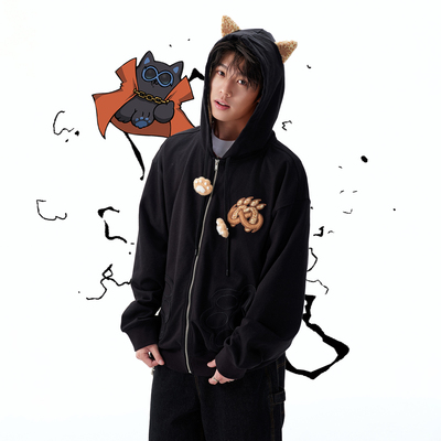 猫耳开衫连帽卫衣男女春秋宽松