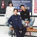 刺绣高街宽松简约T恤潮 复古纯色长袖 BIPOLAR基础绣花polo衫 男美式