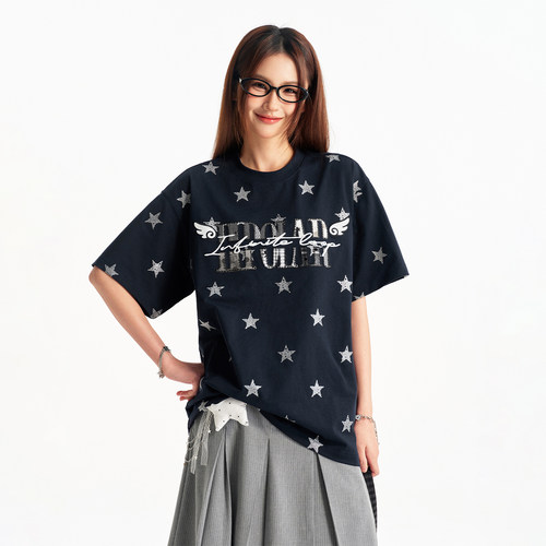 BIPOLAR闪粉星星短袖T恤ins风