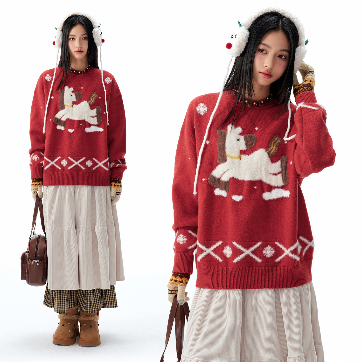 BIPOLAR小马提花套头毛衣