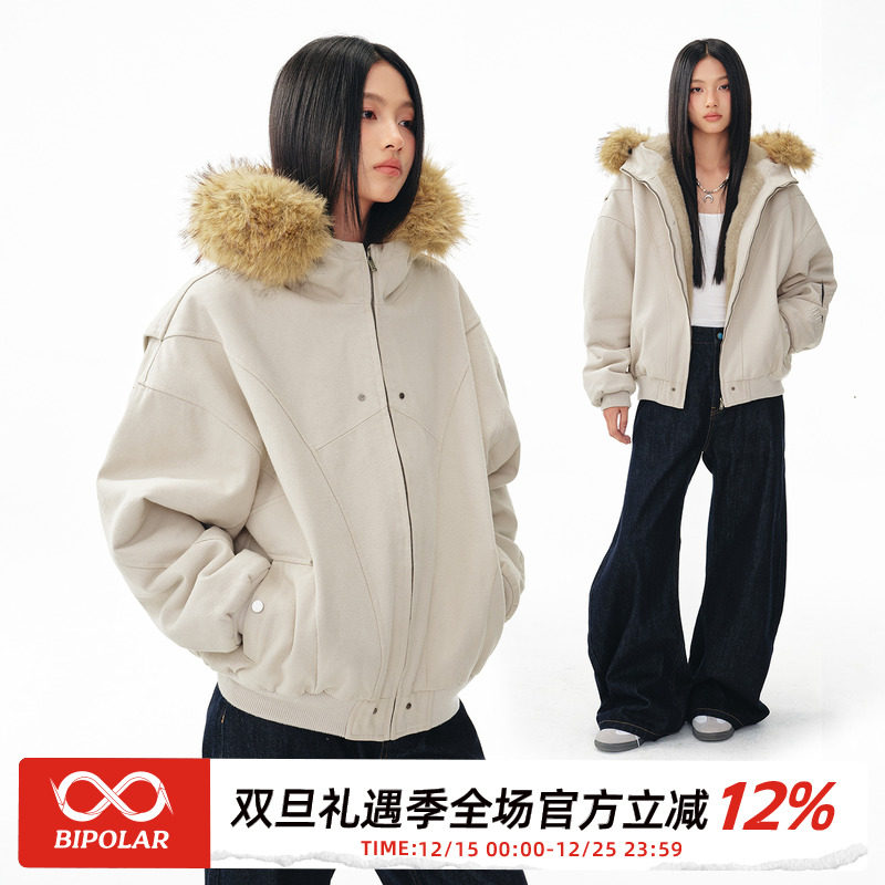 BIPOLAR重磅帆布毛领结构夹克