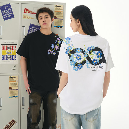 BIPOLAR过肩花丛短袖夏季美式