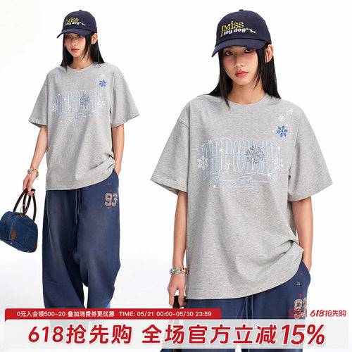BIPOLAR断字过肩雪花短袖T恤