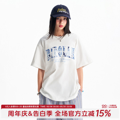 BIPOLAR青花瓷宽松短袖T恤