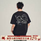 上衣 潮牌小众重磅圆领宽松情侣新款 BIPOLAR短袖 男印花T恤泼墨美式