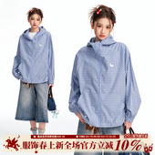 春秋 上衣慵懒松弛长袖 BIPOLAR格子连帽夹克外套休闲宽松开衫 薄款