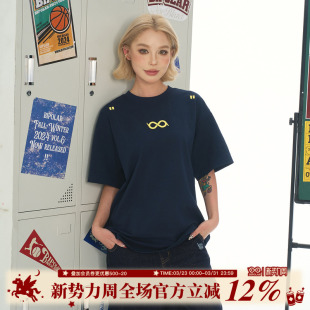 情侣款 上衣2025夏季 T恤重工刺绣休闲基础款 BIPOLAR绣花无限环短袖