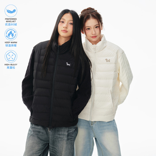 90绒外套情侣款 BIPOLAR腊肠小狗针织袖 羽绒服拼接立领轻薄显瘦款