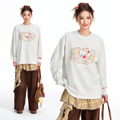 休闲宽松圆领基础上衣春秋情侣新款 BIPOLAR西高地刺绣长袖 T恤美式