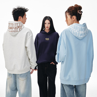 情侣 休闲宽松基础上衣男秋冬季 BIPOLAR刺绣logo帽衫 卫衣国潮美式