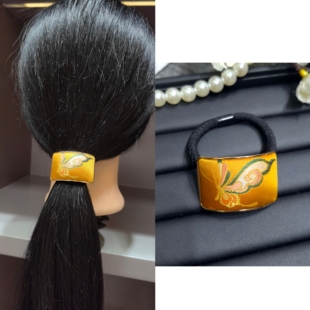 名家新中式国风宋锦织金马尾扣手工制作发饰头饰发夹发绳发圈头绳