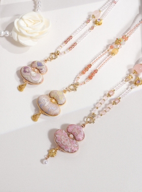 古钱三多八达来财定胜 宋锦项链新中式国风配饰diy项链款双面葫芦