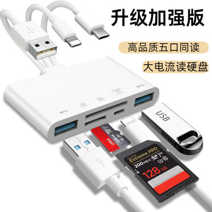 适用苹果安卓华为读卡器SD卡手机OTG多合一TYPE-C读卡器USB四合一