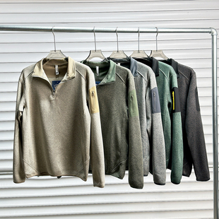 城市轻量化男士秋冬户外休闲半拉链抓绒衣立领保暖运动版开衫外套