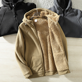 轻暖御寒 连帽休闲摇粒绒保暖夹克外套 时尚 内里加绒加厚 秋冬男士