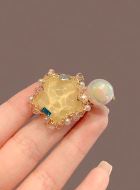 黄色五角星超仙小发夹女新款高端